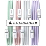 LISEN 60W Samsung Charger Cable Type C 4-Pack [1M+1M+2M+2M] iPad Charger Cable USB C for iPhone 15 Pro Max Charger Cable iPad Pro Air 2024 Mini, Samsung S24, LG, Google Pixel