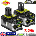 2X 18V 7.0Ah Lithium Battery For Ryobi P108 ONE+ Plus RB18L50 RB18L40 P104 P105