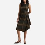 Plaid Faux-Wrap Sleeveless Dress - Green Multi Plaid