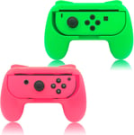 Poignées Compatible Avec Joy Con Pour Switch & Oled Model, Confort Manettes Grips - Vert Et Rose (2 Packs)