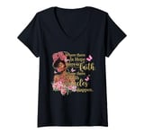 Womens Where there is hope there is faith christian black women V-Neck T-Shirt