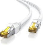 25m Câble réseau Cat 7 Ethernet Gigabit de 25 mètres, Câble Patch 10000 Mbits, Câble Gigabit Local LAN 10 Gbps, Blindage S/FTP PIMF fiches RJ45, Switch routeur Modem Point d'accès, Blanc