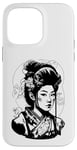 Coque pour iPhone 14 Pro Max Dessin de bande dessinée d'un manga japonais Geisha