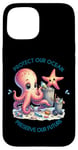 Coque pour iPhone 15 Save The Ocean Garbage Fish Plage en plastique