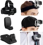 Ensemble de Fixation pour tête et Sac à Dos Compatible avec GoPro Hero/Action- 1 Fixation Frontale, 1 Clip pour Chapeau - 1 Clip pour Sac à Dos 1 Vis à ailettes est également Incluse.[G463]