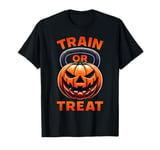 Train Or Treat Funny Halloween Jack O Lantern Kettlebell Gym T-Shirt