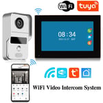 Sonnette video TUYA WiFi 1080P Visiophone 7" Ecran Tactile Application Intelligente Systeme d'interphone video pour Systeme de Controle d'Acces RFID