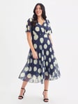 Scarlett & Jo Pleated Skirt Dress, Navy/White