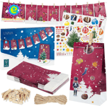 DIY Advent Calendar Kit 2024 - Craft Advent Calendar with 24 Red Paper B