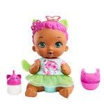 Mattel My Garden Baby Bébé Chaton Boit et Fait Pipi Poupée (30 cm) et accessoires, avec couche réutilisable, et biberon, Jouet Enfant, Dès 3 ans, HHL23