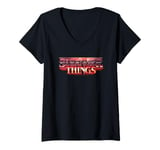 Womens Stranger Things The Upside Down Text Logo V-Neck T-Shirt