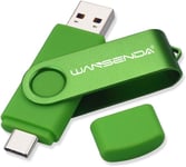 128GB Clé USB 3.0 de Type C pour appareils Android de Type C/PC/Mac (128 Go, Vert)