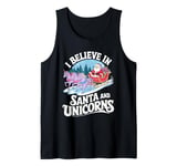 I believe in Santa and unicorns funny Santa xmas pajamas Tank Top