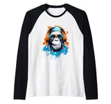 Groovy Ape DJ: Monkey Beats Headphones Raglan Baseball Tee