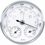 Analog väderstation - Analog väderstation för inomhus och utomhus - Består av barometer, termometer och hygrometer (Silver, 128 mm)