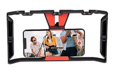 Grundig Support vidéo pour Smartphone - Kit de démarrage Vlog - Connecteurs pour Accessoires vidéo - Prise trépied - Stabilisateur vidéo - Noir/Rouge