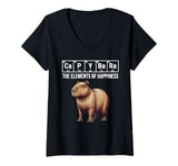 Womens Capybara The Elements Of Happiness Periodic Table Chemistry V-Neck T-Shirt