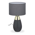 relaxdays Lampe de chevet tactile, E14, moderne, H x D : 49 x 28 cm, avec abat-jour en tissu, choix de couleurs Or