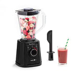 Moulinex Perfect Mix+ LM88A8 Mixeur en verre, 1200 W, résultats rapides, capacité 1,5 l, 3 programmes : mixeur smoothie, hache glace, autoclean, bol en Tritan, avec spatule, noir