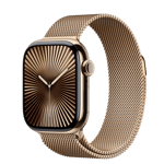 Apple Watch Series 10 (GPS + Cellular) • Titanboett guld, 42 mm • Milanesisk loop guld