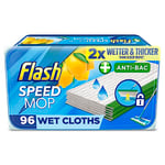 Flash Speedmop Wet Cloth Refills, Floor Cleaner Mop, Lemon Anti-Bac, 96 Wipes (24 x 4), Flash Speed Mop Refill Wipes, Household Wet & Dry Mops