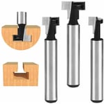 Beijiyi - 8mm Fraise en Rainure en t - 3pcs(7.93/9.52/12.7mm) Queue de fraise avec Lame Fraises à Bois Pour Outils électriques Outil de Menuiserie