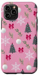 iPhone 11 Pro Pink Christmas Ornament Snowflake Coquette Xmas Tree Case