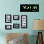 Horloge murale digitale radiocommandée grand écran, horloge murale électronique led thermomètre de salon Horloge led grand écran avec date et