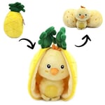 LES DÉGLINGOS - FLIPETZ - Nugget Le Poussin/Ananas - Poussin Cache-Cache réversible - Peluche Toute Douce pour bébé - Idées Cadeaux de Naissance, Jaune