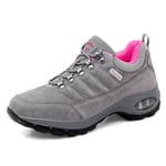 PADGENE Chaussures de Sport à Lacets, Chaussures Décontractées à Semelle Coussin d'air pour Femmes Grandes Tailles Chaussures Simples en Cuir Chaussures de Plein Air, G - Gris, 42 EU