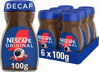 NESCAFE Original Decaf Instant Coffee Jars 100g - Pack of 6