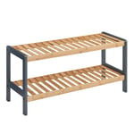 2-Tier Bamboo Shoe Rack - Multipurpose Storage Stand Shelf Organizer