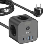 Chargeur Usb-C 70 W, Multiprise Cube 7 En 1 Avec Interrupteur, Plusieurs Prises 3 M Avec Charge Rapide Usb, Compatible Avec Macbook, Ordinateur Portable, Ipad Pro, Iphone 15, Galaxy S23