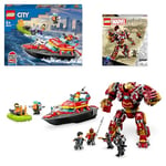 LEGO Hero Bundle: Marvel The Hulkbuster: The Battle of Wakanda (76247) and City Fire Rescue Boat (60373), includes Avengers Action Figure and Floating Toy Boats, Gift for Boys and Girls aged 5 Plus