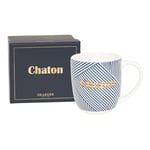 DRAEGER PARIS - Mug en Céramique - Bleu - "Chaton" - Idée cadeau Ami, Famille, Saint-Valentin, Anniversaire - Humour, Amour, Amitié - 320 ml - Avec Boîte Cadeau