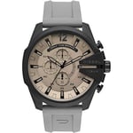 Diesel Chief Series Montre pour Homme, Mouvement Chronographe avec Bracelet en Silicone, Acier Inoxydable ou Cuir, Gris Clair et Graphite, 51mm