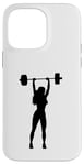 Coque pour iPhone 14 Pro Max Silhouette Femme Overhead Pressing a Barbell