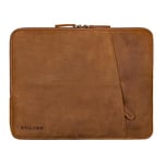 STILORD 'Merkur' Pochette Ordinateur 14 Pouces Cuir Housse Ordinateur 13,3 Pouces Vintage Etui PC Femme Sacoche Ordinateur Homme Pochette de Protection Ordi Portable, Couleur:tan - marron - scuro