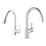 GROHE Mitigeur évier Chromé Zedra 32294002 (Import Allemagne) & Mitigeur Monocommande Evier Bec C Bauloop 31368001 (Import Allemagne) Chromé