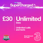 Three Unlimited New Pay As You Go SIM Card