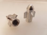 POSH - Bicycle/Motorbike/Car Tyre valve caps - Sliver Rocket 2pkt