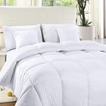 ComfyWell Double Duvet -Plain Quilt Comforter Bedspreads, Coverlets & Sets, 2 Pillowcases Warm and Anti Allergy All Season Coverless Duvet, Throws For Bed.(Double (200x200cm), White)