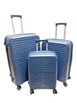 PP Suitcase Luggage Set of 3 Navy Hard Shell Travel Trolley 4 Wheel Cabin Case