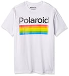 Mad Engine Men's Logo Vintage Style Rainbow T-Shirt, White, Medium