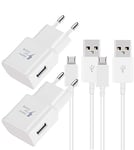 2 Pack Chargeur avec Micro USB Câble Compatible avec Samsung Galaxy S7 S6 Edge S4 S3 A3 J8 J7 J6 J5 J3 Note5 Note4 Tab S Tab S2, DBZYLN AFC Chargeur Rapide Android Universel - Blanc