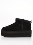 UGG Classic Ultra Mini Platform Ankle Boots - Black, Black, Size 4, Women