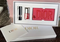 Christian Dior Gift Set- Mini Lipstick 999 &Nail Polish 999 & Red Luggage Tag