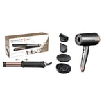 Set: Remington fer à lisser et à boucler [2 en 1 Multistyler] ONE Straight & Curl Styler S6077 & Remington sèche-cheveux ionique [120 km/h flux d'air pour un séchage rapide et doux] ONE Dry & Style