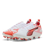 PUMA Ultra 5 Pro FG/AG JR Chaussure de Football, White Black-Glowing Red, 35 EU