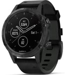 Garmin Watch Fenix 5 Plus Sapphire Black Leather Band D